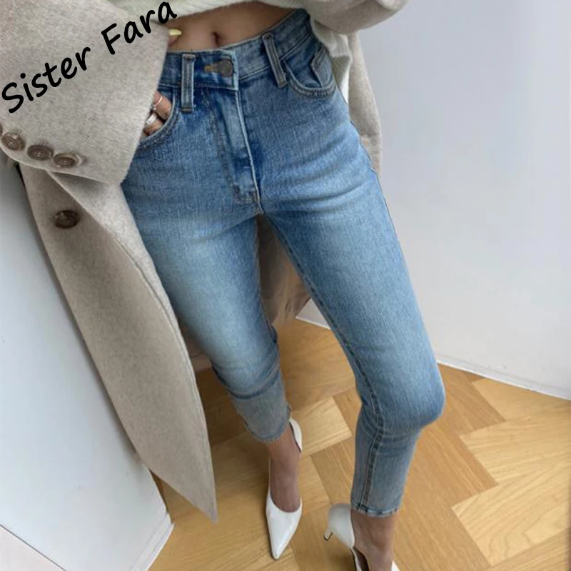 

Узкие эластичные джинсовые брюки Sister Fara, весенние женские джинсы-карандаш с высокой талией, женские узкие джинсы на осень