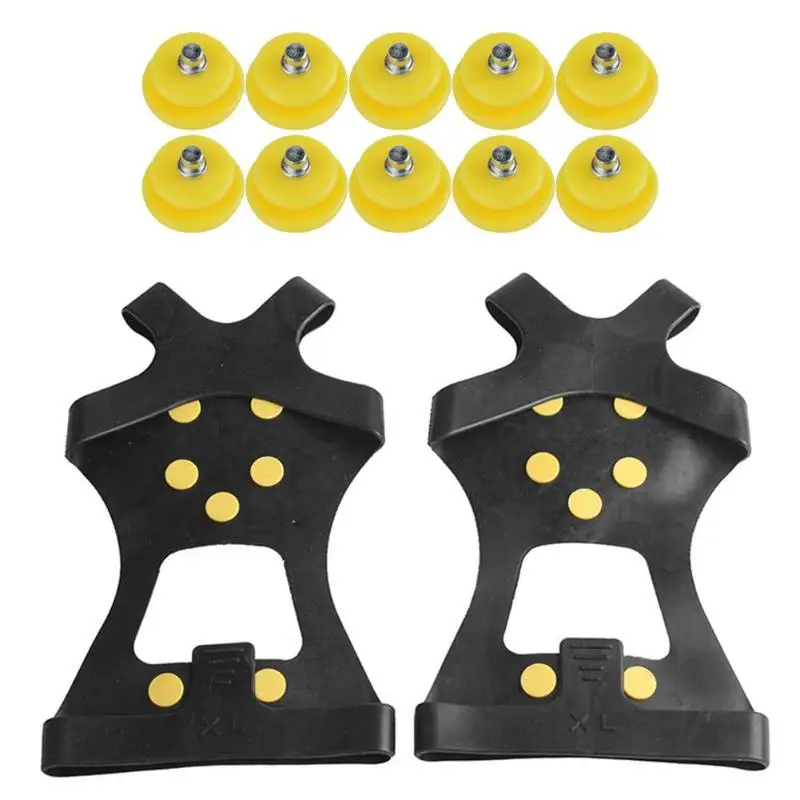 XL 10 шипов ледяной захват шип для обуви на открытом воздухе противоскользящие скалолазание снежные Шипы цепи когти Захваты сапоги покрытие - Цвет: XL