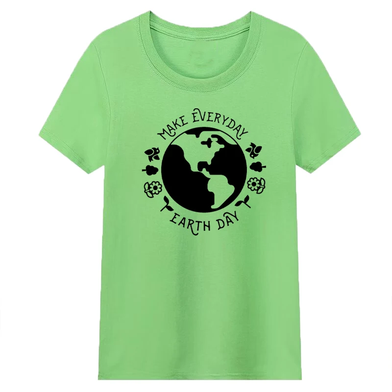 

Сделать повседневную День Земли сохранить землю по охране окружающей среды Женская хлопчатобумажная рубашка размера плюс зеленый футболк...