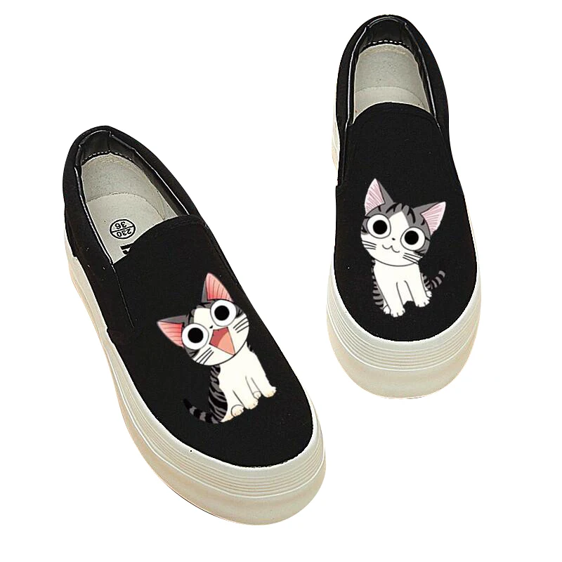 Туфли женские холщовые на платформе с ручной росписью без застежки белые