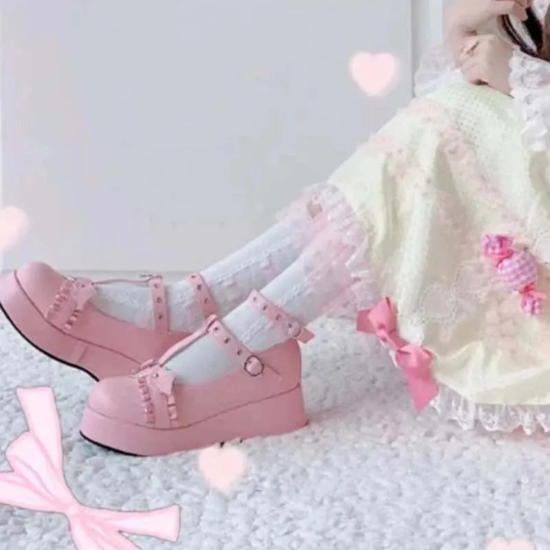 

New Fashion Female Lolita Cute Women's Pumps Platform Wedges High Heels Sweet Gothic Cosplay Shoes Woman