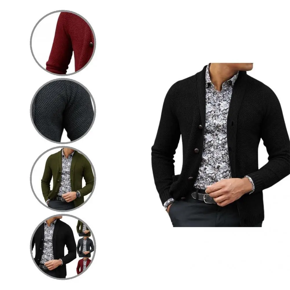 

Популярное мужское трикотажное пальто с отложным воротником, верхняя одежда, кардиган, свитер с длинным рукавом для вечеринки