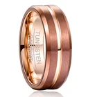 Мужское кольцо из карбида вольфрама NUNCAD, ширина 8 мм, коричневое покрытие + розовое золото, средний угол паза, Вольфрамовая сталь, комфортное прилегание