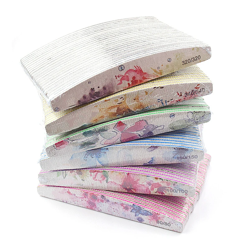 

5/10pcs lot New Nail File Flower Printed Nail buffer Colorful Lime a ongle 80/100/150/180/240 Professional Manicure Tools