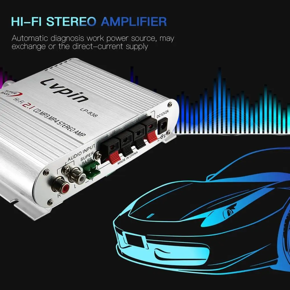 Lepy LP 838 усилитель мощности для автомобиля Hi Fi 2 1 MP3 радио аудио стерео басовый