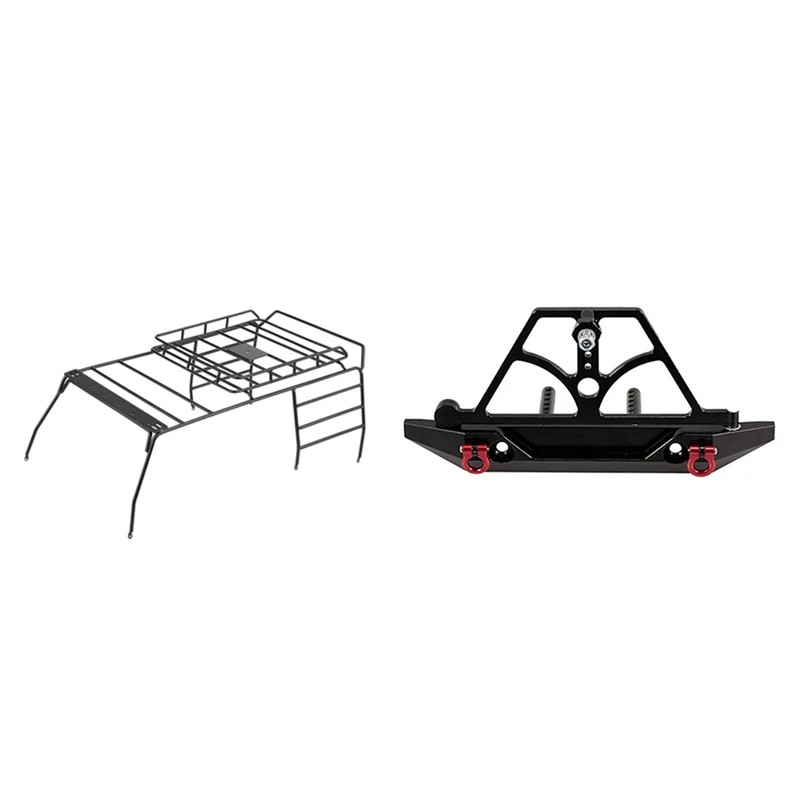 

Metal Roof Rack Roll Cage For 1/10 Axial Scx10 313Mm & SCX10 CNC Rear Bumper Bull Bar With Spare Tire Carrier Shackles