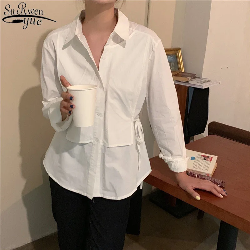 

2022 Gentle Pleasure Blouses Cotton Women Shirts Spring Tops Fake 2 Pieces Women Clothing Casual Long Sleeve Blouse Blusas 13136