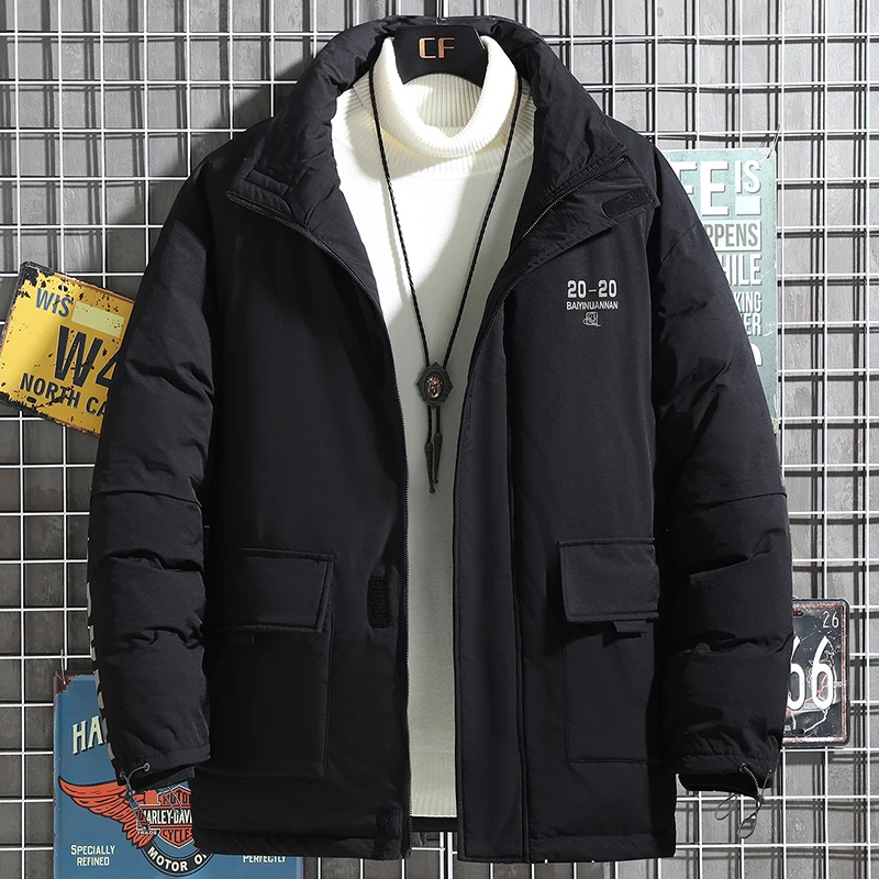 

Bright Leather Winter Men Jacket Casual Parka Outwear Waterproof Thicken Warm Stand Collar Outwear Coat 4XL 5XL 6XL 7XL 8XL 9XL