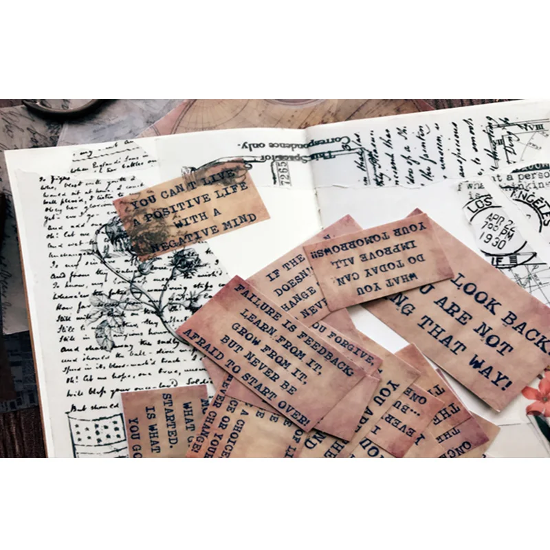17 шт. винтажные бумажные стикеры с буквами вельлум ретро Стикеры девизом s на Diy