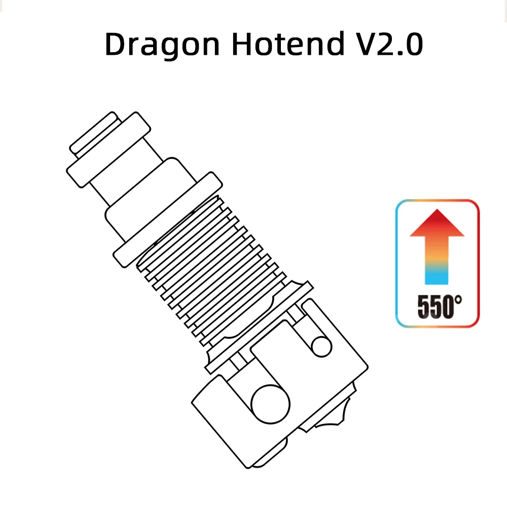 

Dragon Hotend V2.0 All Metal Standard High Flow Rate 0.4MM Extruder for V6 hotend MK3 TITAN MK8 Extruder 3D Printer Parts