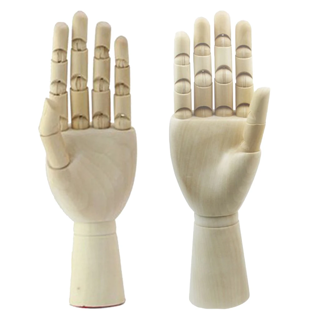

2pcs 7inch Manikin Hand Model, Wooden Sectioned Articulated Left & Right Hand Figure for Drawing, Sketching, Painting