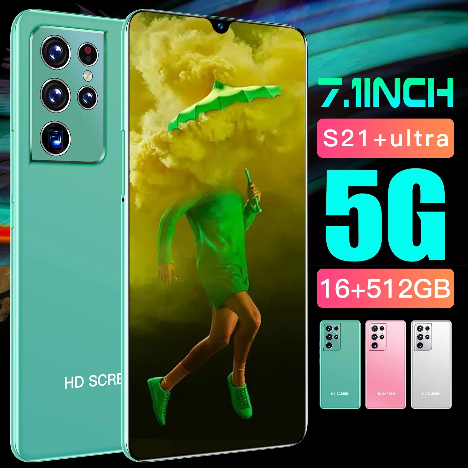 

Global Version Galay S21 Ultra Smartphone 6800mAh Unlock 4G 5G 24MP+48MP 16GB+512GB Celulares Mobile Phones