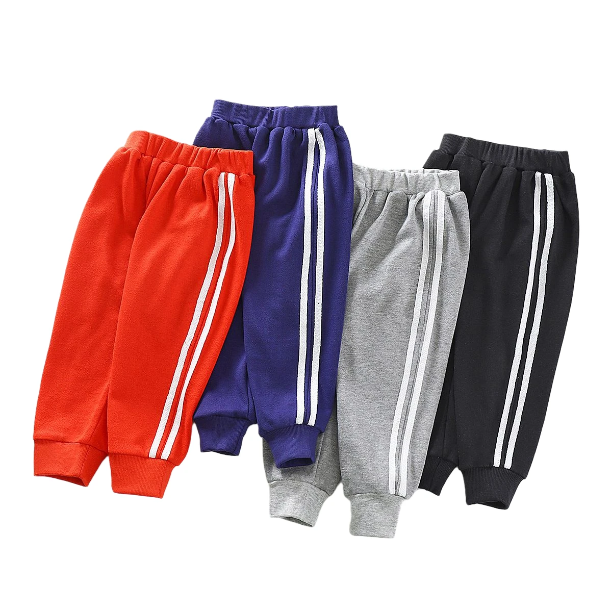 

Spring Autumn Cotton Children's Full Sports Pants Side Stripe Casual Solid Trousers Baby Boys Girls Elastic Waist Kids Long Pant