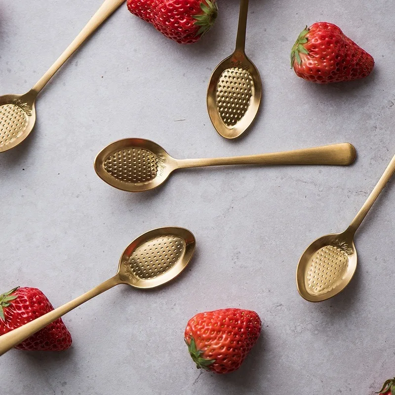 JO LIFE королевская матовая Золотая десертная посуда ложка для фруктов