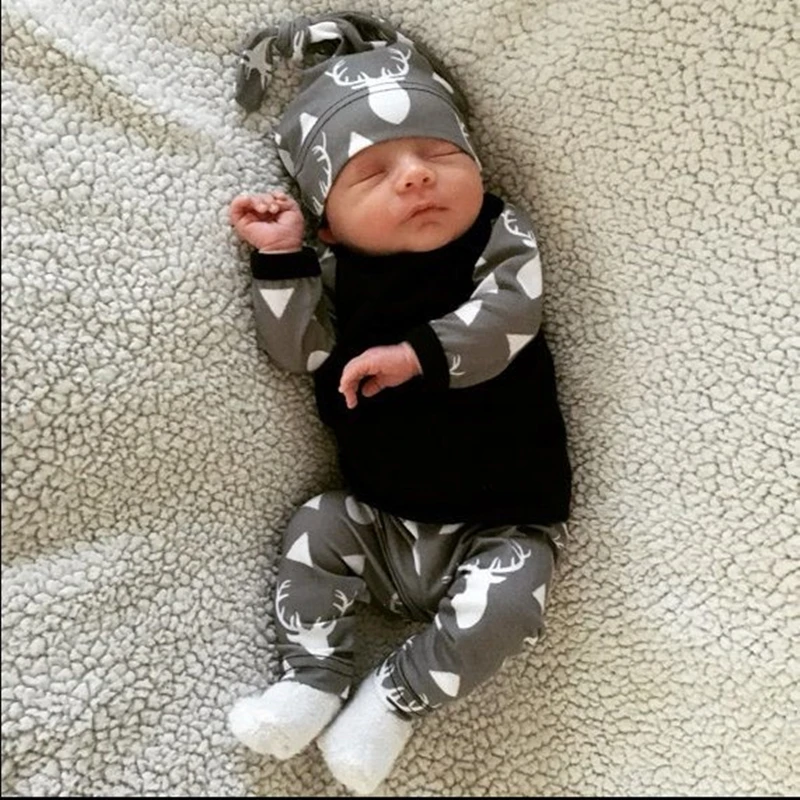 2021 Новинка осени для маленьких мальчиков Одежда девочек Принт с оленем одежда