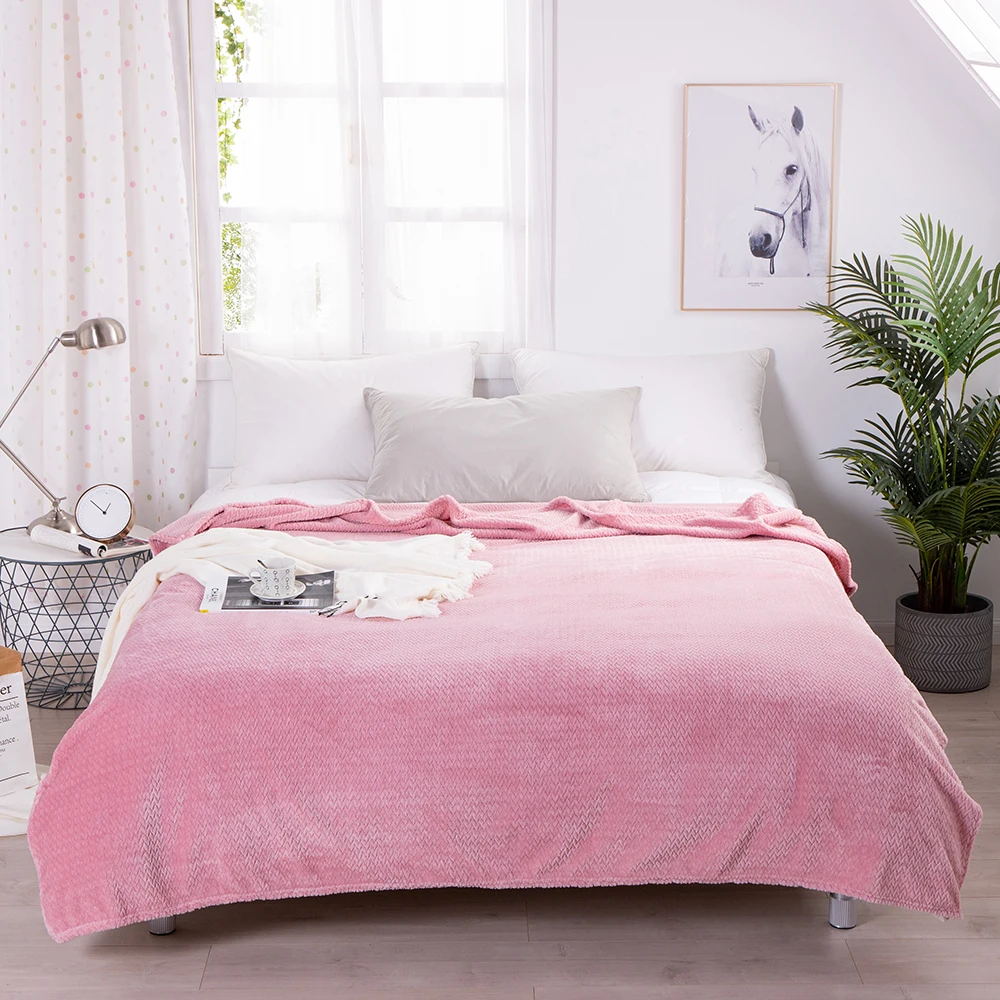 Flannel Fleece Throw Blanket Soft Travel Many Sizes And Color Solid Bedspread Plush Cover for Bed Sofa Warm Gift | Дом и сад