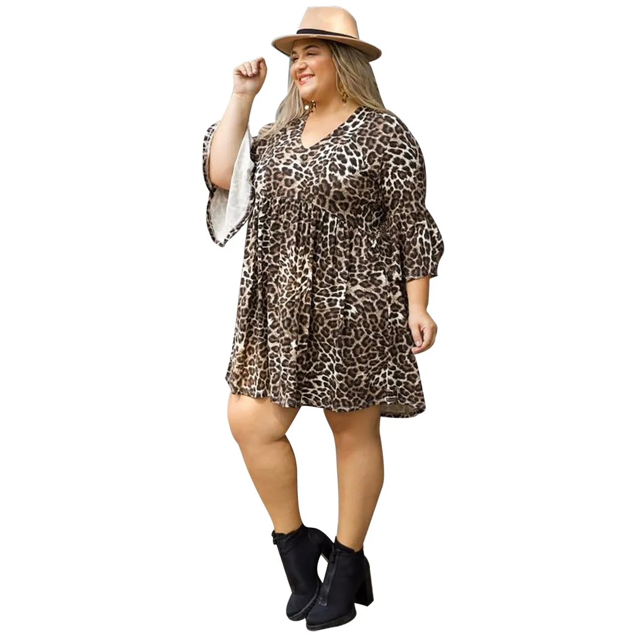 Женское мини-платье с леопардовым принтом размера плюс вечерние облегающие