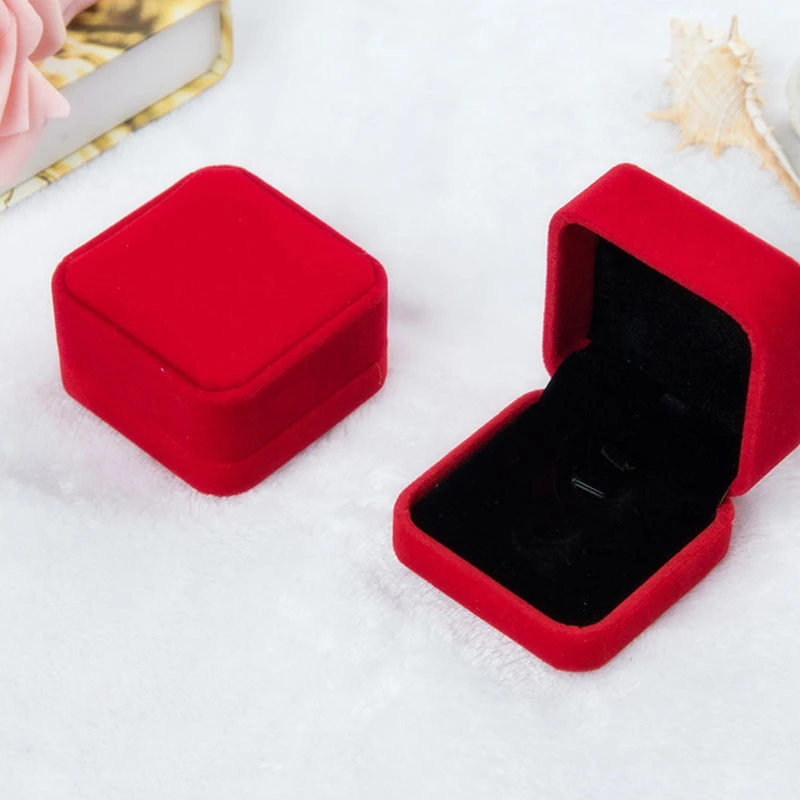 

High Quality Jewelry Storage Boxes Velvet Ring Storage Case Earring Display Stand Pendant Necklace Chain Storage Square Gift Box