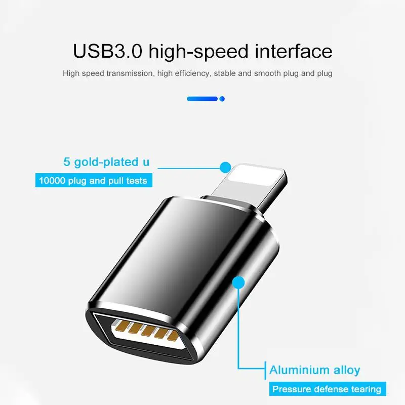 OTG адаптер для iPhone 12 mini xs 11 Pro Max конвертеры зарядки данных iPad IOS 13 на USB 3 0 Поддержка U