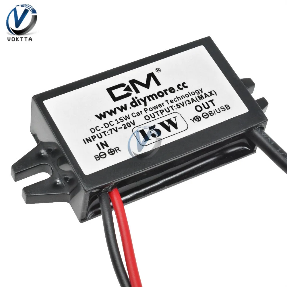 DC-DC 12V to 5V 3A 15W понижающий преобразователь питания USB адаптер регулятора защита от