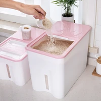 rice dispenser storage box containers kitchen cereal organizer moisture proof sealed food container household bucket collection
