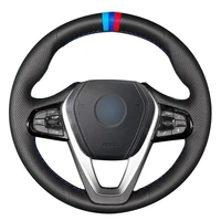 non slip durable black leather car steering wheel cover for bmw g30 530i 540i 520d 530e 2016 2018 g32 630i 630d 2017 2018