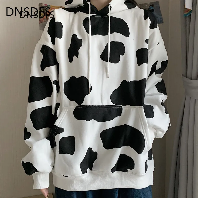 

Hoodies Clothes Women Winter Oversized Hoodie 2020 Autumn Clothes Korean Mori Girl Loose Milk Print Hooded Warm Thick Sweatshirt