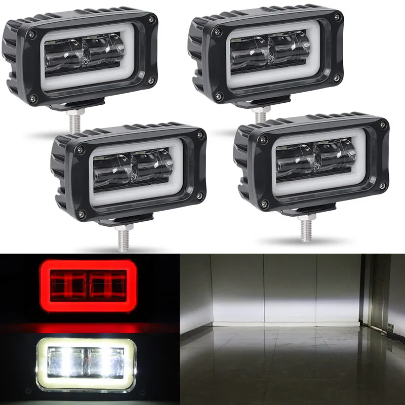 

8D 4inch Led Work Light with Angel Eye led fog light spotlight For Motocycle Trailer UTV Trucks 4x4 Off road Tractor 12V 24V