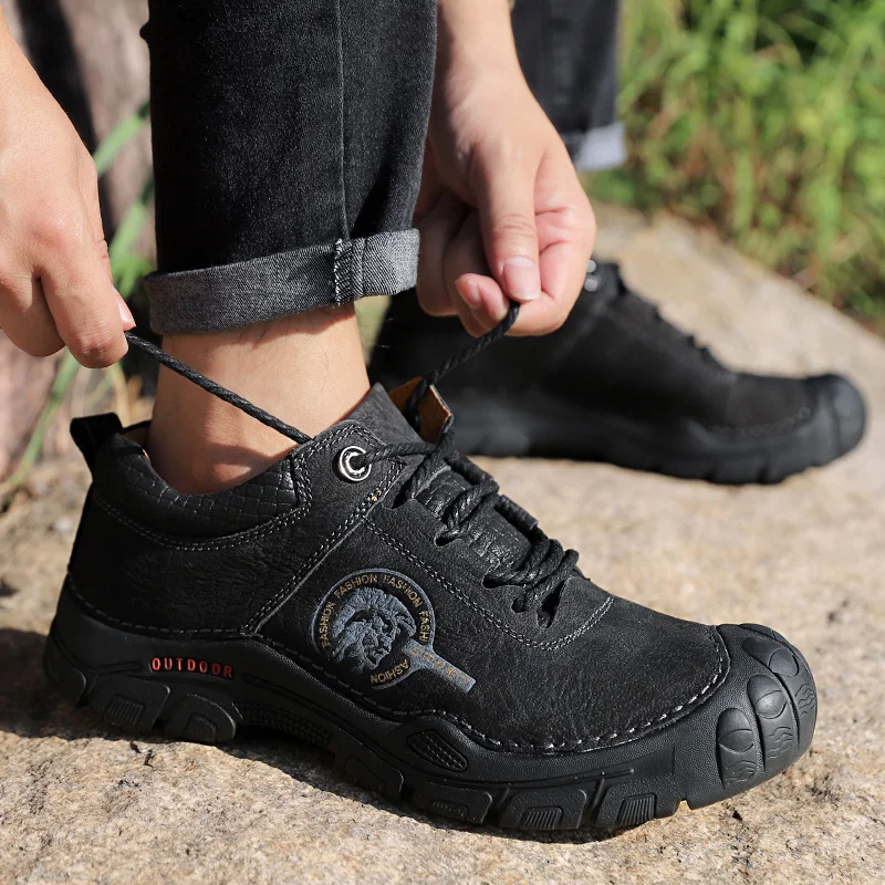 Мужские походные туфли на толстой подошве со шнуровкой нескользящие спортивные
