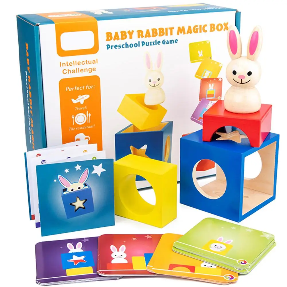 Детская креативная Магическая коробка игрушка с когнитивной картой Peekaboo кролик