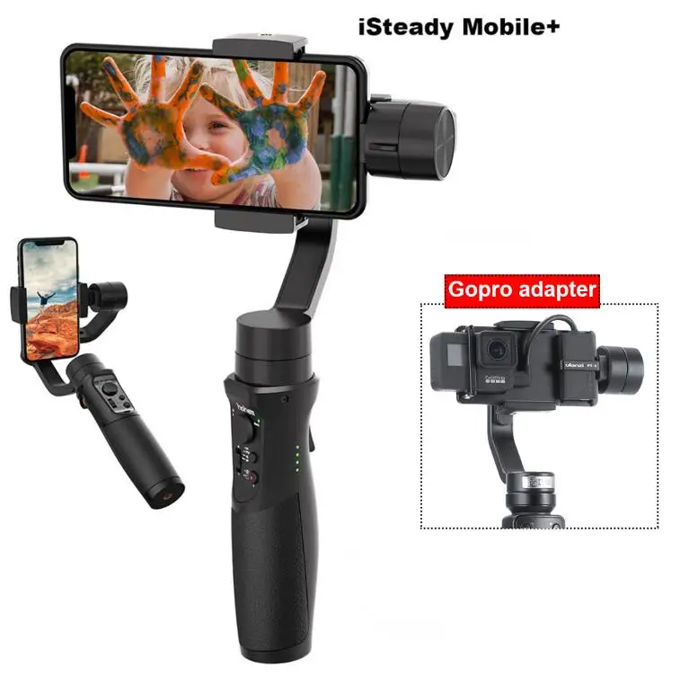 Hohem iSteady мобильный+ плюс 3-осевой ручной смартфон Gimbal стабилизатор для iPhone Andriod huawei samsung смартфонов Gopro - Цвет: With Gopro Adapter