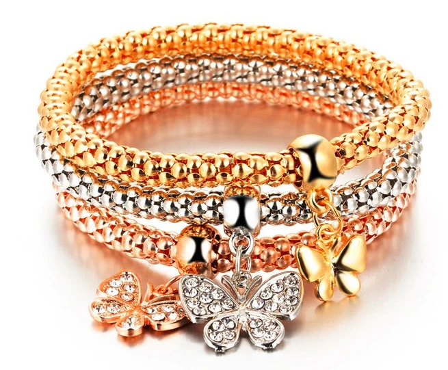 3 предмета в комплекте партия эластичные браслеты с брелоками для женщин