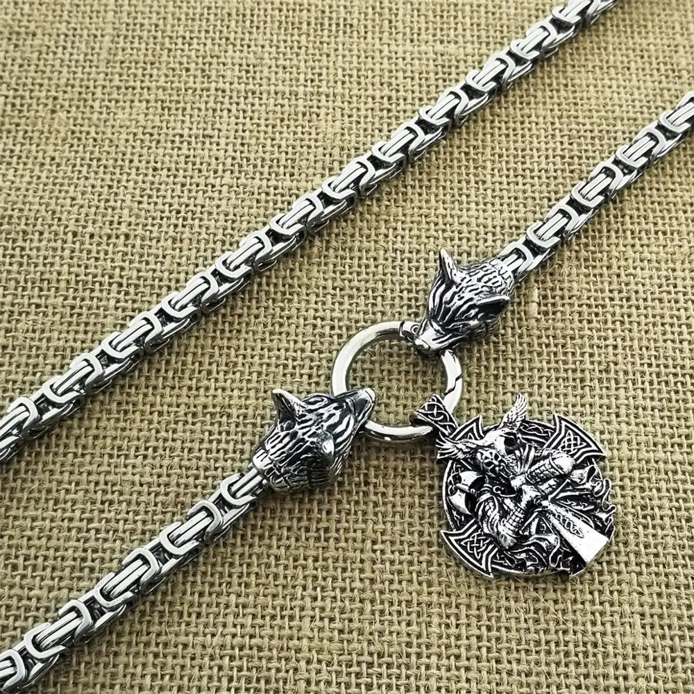 Ожерелье из нержавеющей стали для мужчин "Викинг-воин Один с вороном и головой волка", модные панк украшения.