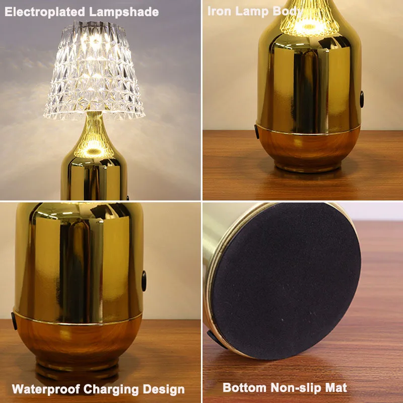 Новая Металлическая акриловая ресторанная настольная лампа беспроводной