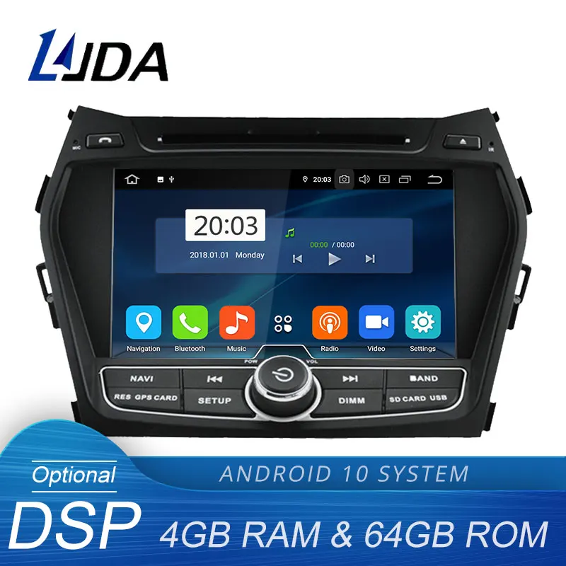 Автомобильный DVD плеер LJDA Android 10 0 для Hyundai IX45 SANTA FE 2012 2013 2014 GPS Navi Stereo 2 Din