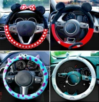 car steering wheel cover universal cartoon mouse plush winter summer lovely bowknot cute ears wholesale car interior accessories
