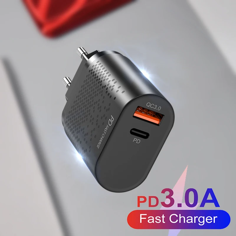 

EU US UK Plug PD USB Charger 20W 3A Fast Charging QC 3.0 Mobile Phone Wall Charge For iPhone 11 12 Pro Max Xiaomi 11 Huawei P40