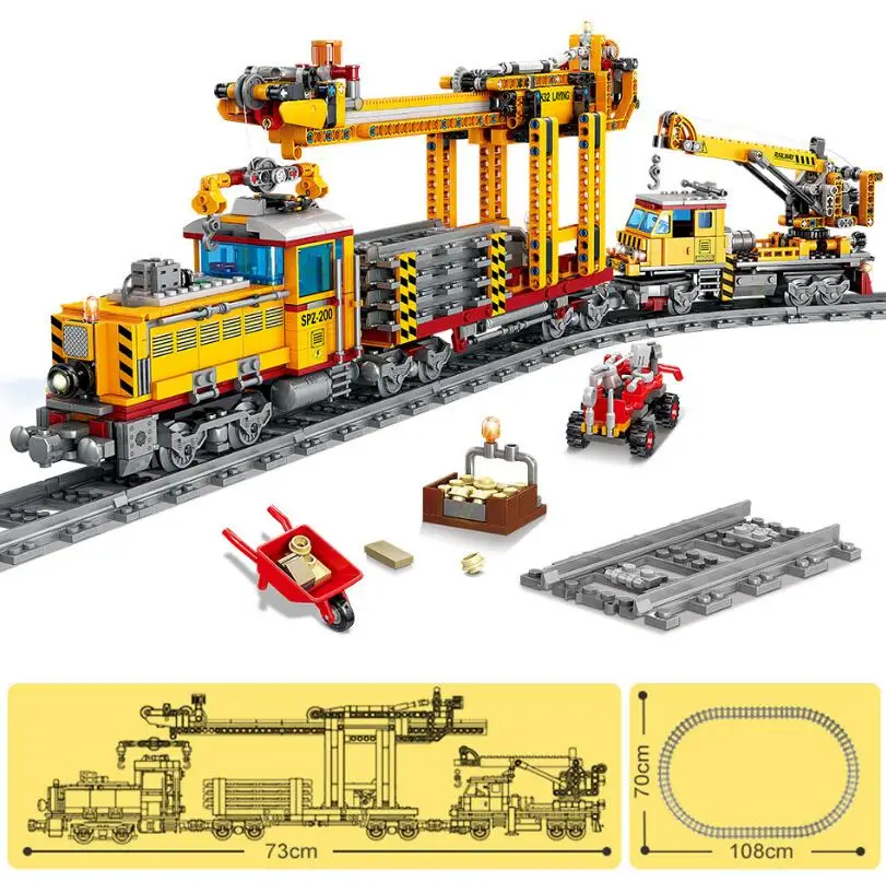 New City Series The DPK32 Track Laying Machine Train Model Building Blocks Set Classic MOC Battery Operated Railway Toys | Игрушки и