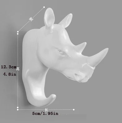 Трехмерная настенная вешалка с крючком с головой оленя rhinoceros, вешалка для шляп, сумка-тоут, крючок из смолы, материал анима