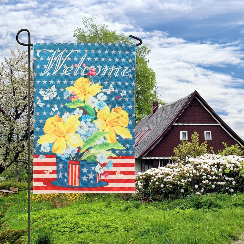 12 × 18 дюймов Добро пожаловать Садовый флаг патриотическая американская звезда