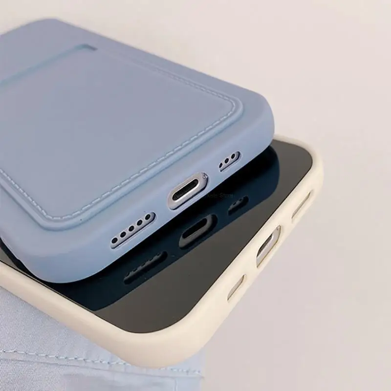 Card Slot Case For iphone 11 Case iphone 13 12 Pro Max 7 8 SE 2020 XR X Xs 6 6s Plus Silicon Funda Lens Protection Liquid Covers