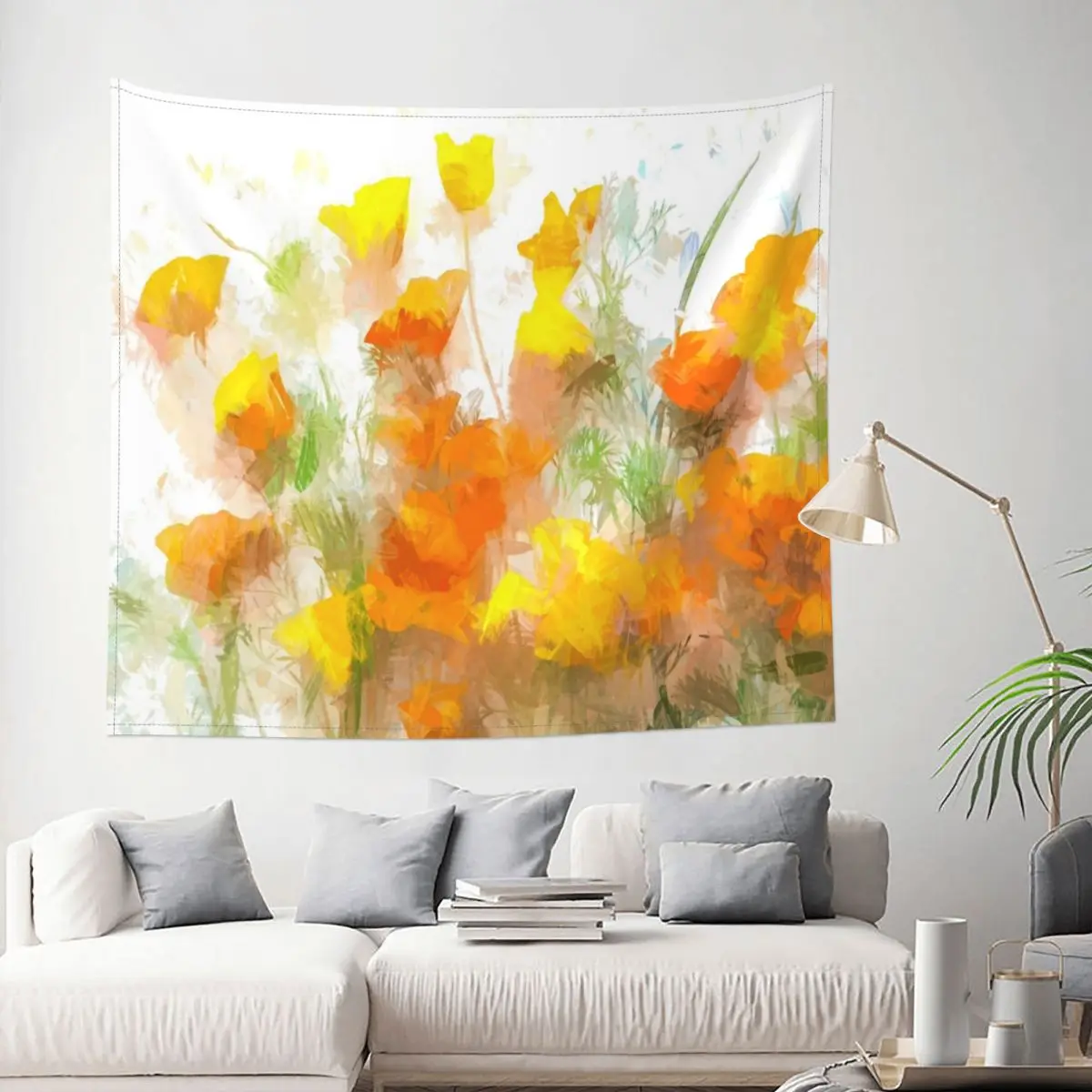 

Sunrise Poppies Tapestry Flower Floral Nature Art Decoration Wall Room Home Decor Hanging Bedroom Kawaii Cartom Gift