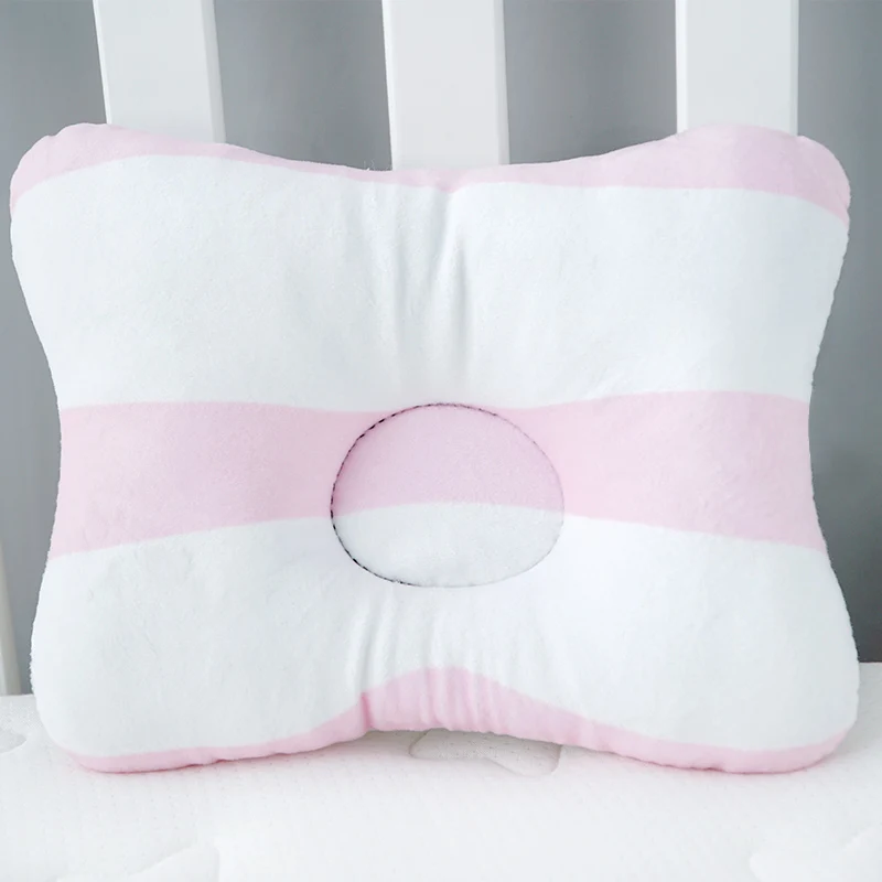 Pink strip Muslinlife детские защитные головные подушки, подушка для сна с животным принтом из хлопка в клетку подушка для формовки для малышей и детей постарше Подушка Детская позиционер Анти ролл; Прямая поставка - Цвет: Pink strip