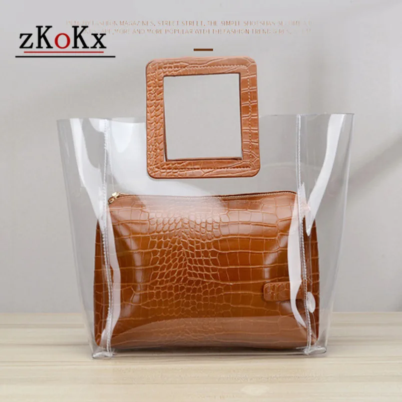 Прозрачная сумка прозрачная Дамская Роскошная сумочка и кошелек желе женская