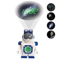 space robot alarm clock digital clock non ticking projection clocks for dorm green backlight at night harmless to eyes