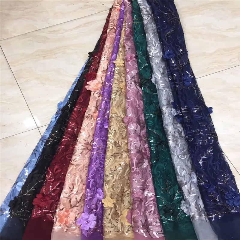 Африканская кружевная ткань 3D цветок высокое качество бисер с вышивкой