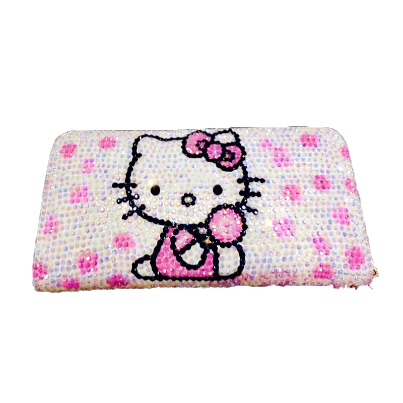 Милый кошелек hello kitty с бриллиантами, детский мультяшный кошелек KT Cat, индивидуальная кошечка, кошечка, папка для денег, Красивая яркая женская кожаная сумка