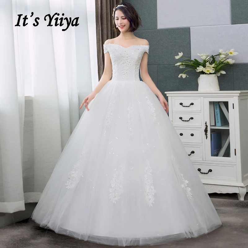 Женское свадебное платье It's Yiiya белое фатиновое большого размера с открытыми