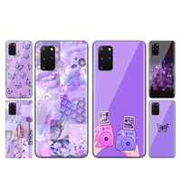 purple flower butterfly for samsung galaxy s21 s20 fe ultra lite s10 5g s10e s9 s8 s7 s6 edge plus tpu transparent phone case