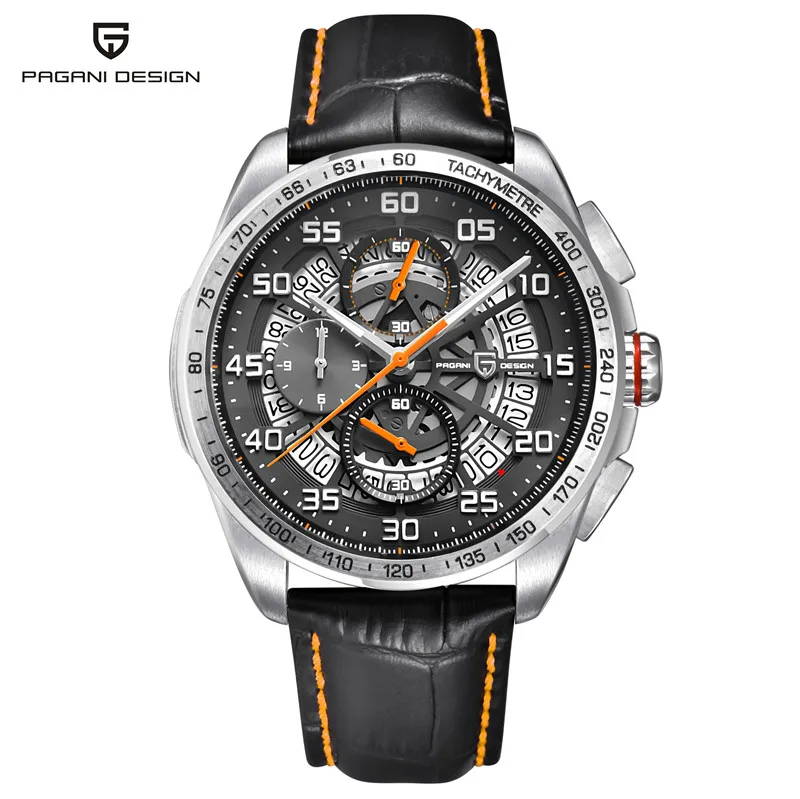 PAGANI Дизайн Топ люксовый бренд спортивный хронограф мужские часы Reloj Hombre водонепроницаемые кварцевые часы Relogios Masculino - Цвет: leather orange
